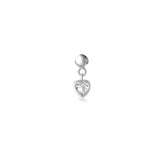 Silver Heart Charm, White Rhodium, Premium Cubic Zirconia+ Give Hope Gift