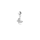 Silver Butterfly Charm, White Rhodium, Premium Cubic Zirconia + Give Magic Gift