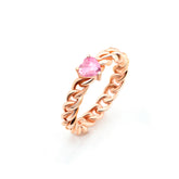 Baby Silver Ring, Rose Gold Plating, Natural Purple Chalcedony + Love Gift