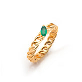 Baby Silver Ring, Yellow Gold Plating, Natural Green Agate + Sun Gift