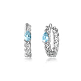 Baby Silver Hoop, White Rhodium, Natural Blue Topaz+ Love Gift