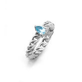 Baby Silver Ring, White Rhodium, Natural Blue Topaz + Star Fish Gift
