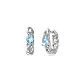 Baby Silver Small Hoop, White Rhodium, Natural Blue Topaz + Key Gift