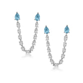 Silver Chain Drops, White Rhodium, Natural Blue Topaz + Give Joy Gift