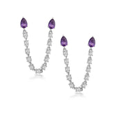 Silver Chain Drops, White Rhodium, Natural Amethyst + Give Magic Gift