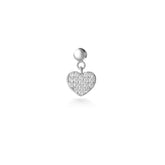 Silver Chubby Heart Charm, White Rhodium, Premium Cubic Zirconia + Give Joy Gift