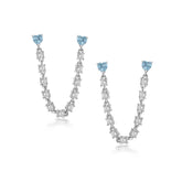 Silver Chain Earrings, White Rhodium, Natural Blue Topaz + Give Hope Gift