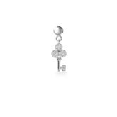 Silver Key Charm, White Rhodium, Premium Cubic Zirconia + Give Magic Gift