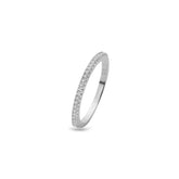 Pavé Band Silver Ring, White Rhodium, Premium Cubic Zirconia + Give Fun Gift