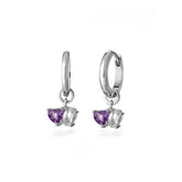 Silver Double Cut Hoop, White Rhodium, Natural Amethyst + Give Joy Gift