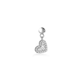 Silver Baguette Heart Charm, White Rhodium, Premium Cubic Zirconia+ Give Joy Gift