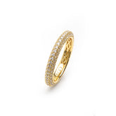 Eternity Silver Joy Band Ring, Yellow Gold Plating, Natural White Topaz+ Give Magic Gift