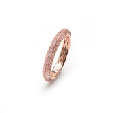 Silver Eternity Joy Band Ring, Rose Gold Plating, Natural White Topaz + Give Fun Gift
