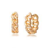 Essential Silver Big Hoop, Yellow Gold Plating, Zircon Gemstone + Sun Gift