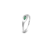 Silver Essence Ring, White Rhodium, Natural Green Agate + Give Joy Gift