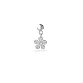 Silver Flower Charm, White Rhodium, Premium Cubic Zirconia + Give Hope Gift