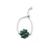 Silver Clover Adjustable Ring, White Rhodium, Premium Cubic Zirconia + Love Gift