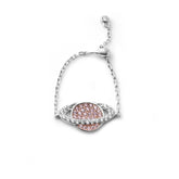 Silver Pink Saturn Adjustable Ring, White Rhodium, Premium Cubic Zirconia + Sun Gift