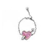 Silver Cupid Heart Adjustable Ring, White Rhodium, Premium Cubic Zirconia + Sun Gift