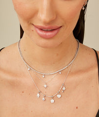 Silver Sparkling Star Charm, White Rhodium, Premium Cubic Zirconia + Give Magic Gift
