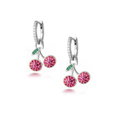 Silver Cherry Hoop, White Rhodium, Premium Cubic Zirconia + Sun Gift