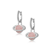 Silver Pink Saturn Hoop, White Rhodium, Premium Cubic Zirconia + Star Fish Gift