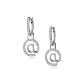 Silver Connection Hoop, White Rhodium, Premium Cubic Zirconia + Love Gift