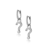 Silver Unknown Hoop, White Rhodium, Premium Cubic Zirconia+ Key Gift