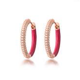 Double-Sided Silver Joy Hoop, Rose Gold Plating, Natural White Topaz + Give Love Gift