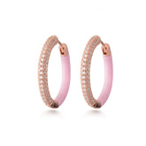 Double-Sided Silver Joy Hoop, Rose Gold Plating, Natural White Topaz + Give Fun Gift