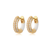 Small Double-Sided Silver Joy Hoop, Yellow Gold Plating, Natural White Topaz + Give Magic Gift