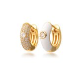 Silver Versatile Hoop, Yellow Gold Plating, Natural White Topaz+ Give Magic Gift