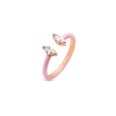 Marquise Silver Joy Ring, Rose Gold Plating, Natural White Topaz + Give Fun Gift