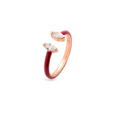 Marquise Silver Joy Ring, Rose Gold Plating, Natural White Topaz + Give Love Gift