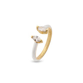 Marquise Silver Joy Ring, Yellow Gold Plating, Natural White Topaz + Give Magic Gift