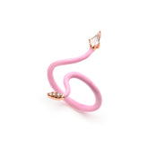 Silver Snake Joy Ring,White Topaz, Rose Gold Plating, Natural White Topaz + Give Fun Gift