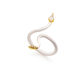 Snake Silver Joy Ring, Yellow Gold Plating, Natural White Topaz + Give Magic Gift