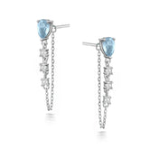 Silver Drops Earrings, White Rhodium, Natural Blue Topaz + Give Fun Gift
