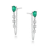 Silver Drops Earrings, White Rhodium, Natural Green Agate + Give Hope Gift