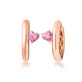 Silver Big Hoop, Rose Gold Plating, Natural Purple Chalcedony + Love Gift