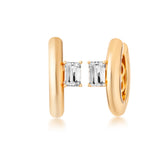 Silver Big Hoop, Yellow Gold Plating, Natural White Topaz + Earth Gift