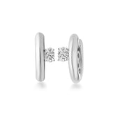 Silver Big Hoop, White Rhodium, Natural White Topaz + Key Gift