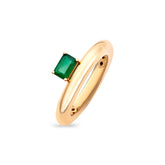 Plump Silver Ring, Yellow Gold Plating, Natural Green Agate + Sun Gift