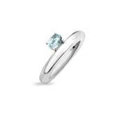 Plump Silver Ring, White Rhodium, Natural Blue Topaz + Star Fish Gift