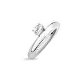 Plump Silver Ring, White Rhodium, Natural White Topaz + Key Gift