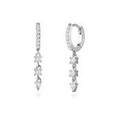 Silver Precious Hoop, White Rhodium, Natural White Topaz + Give Love Gift