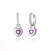 Silver Love Hoop, White Rhodium, Natural Amethyst + Give Fun Gift
