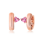 Silver Small Hoop, Rose Gold Plating, Natural Purple Chalcedony + Love Gift