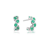 Silver River Hoop, White Rhodium, Natural Green Agate + Give Magic Gift