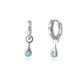 Radiant Silver Hoop, White Rhodium, Natural Blue Topaz + Give Love Gift